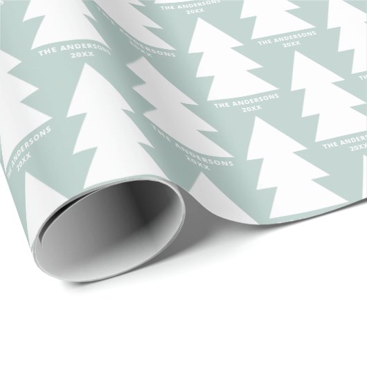 Moderne geometrische blauwe kerstboom grafische Wr Cadeaupapier (Rol Hoek)