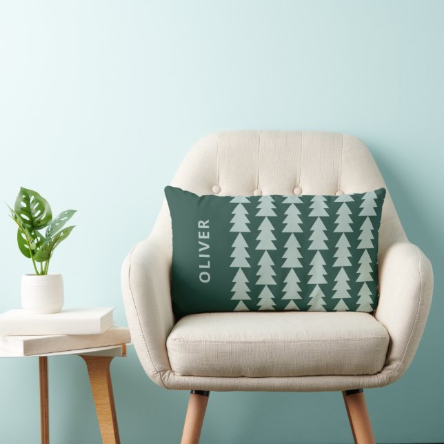 Moderne geometrische blauwe kerstboom kussen (Stoel)
