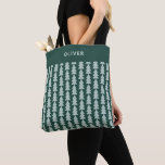 Moderne geometrische blauwe kerstboom tote bag<br><div class="desc">Moderne geometrische baby blauw en groen kerstboom vet minimal graphic vakantie bakken schort ontwerp</div>