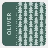 Moderne geometrische blauwe kerstboom vierkante sticker (Voorkant)