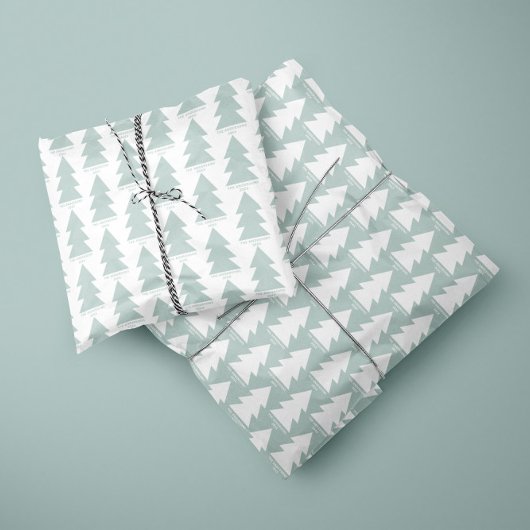 Moderne geometrische blauwe kerstboomafbeelding cadeaupapier