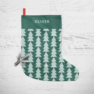 Moderne geometrische blauwe kerstboomafbeelding kleine kerstsok