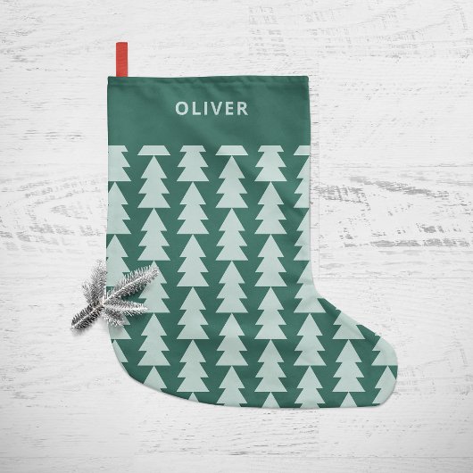 Moderne geometrische blauwe kerstboomafbeelding kleine kerstsok