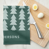 Moderne geometrische blauwe kerstboomafbeelding theedoek (Quarter Fold)