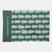 Moderne geometrische blauwe kerstboomafbeelding theedoek (Horizontaal)