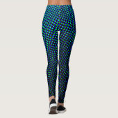 Moderne geometrische blauwe kleur halftoon pixelst leggings (Achterkant)