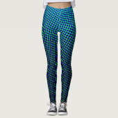 Moderne geometrische blauwe kleur halftoon pixelst leggings (Voorkant)
