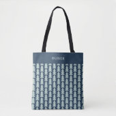 Moderne geometrische blauwe navy kerstboom grafisc tote bag (Voorkant)