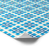 Moderne geometrische blauwe SEA vierkanten patroon Poster (Hoek)