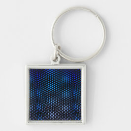 Moderne geometrische blauwe stippenpatroon sleutelhanger
