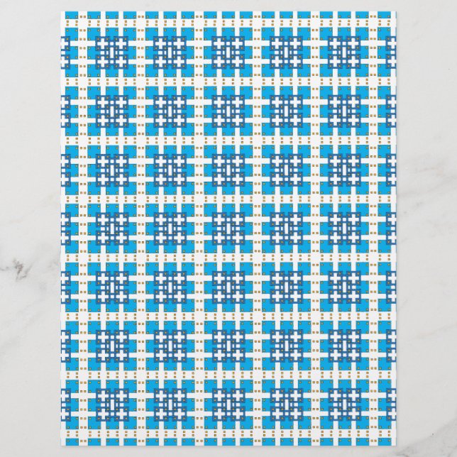 Moderne geometrische blauwe ZEE vierkanten patroon (Voorkant)