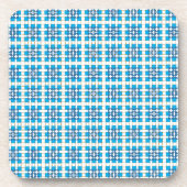 Moderne geometrische blauwe ZEE vierkanten patroon Bier Onderzetter (Voorkant)