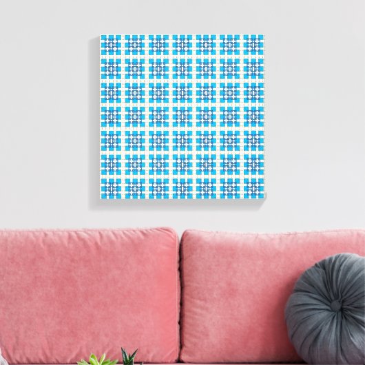 Moderne geometrische blauwe ZEE vierkanten patroon Canvas Afdruk (Insitu (Woonkamer))