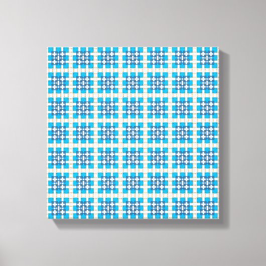 Moderne geometrische blauwe ZEE vierkanten patroon Canvas Afdruk (Voorkant)