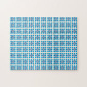 Moderne geometrische blauwe ZEE vierkanten patroon Legpuzzel (Horizontaal)