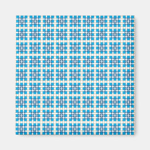 Moderne geometrische blauwe ZEE vierkanten patroon Magneet