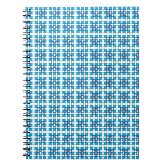 Moderne geometrische blauwe ZEE vierkanten patroon Notitieboek (Voorkant)