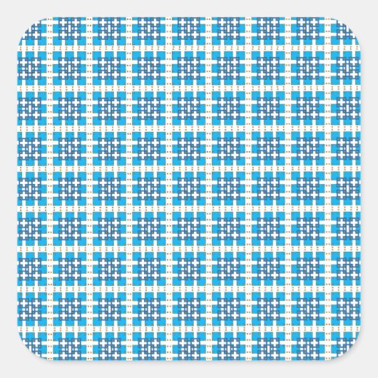 Moderne geometrische blauwe ZEE vierkanten patroon Vierkante Sticker (Voorkant)