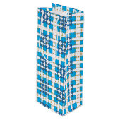 Moderne geometrische blauwe ZEE vierkanten patroon Wijn Cadeautas (Voorkant Gekanteld)