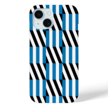 Moderne geometrische blauwe zwarte en witte Op Art