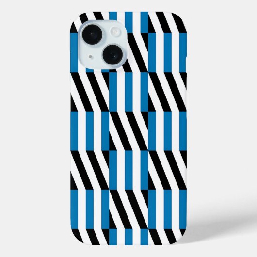 Moderne geometrische blauwe zwarte en witte Op Art Case-Mate iPhone Case (Achterkant)