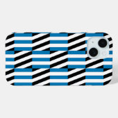 Moderne geometrische blauwe zwarte en witte Op Art Case-Mate iPhone Case (Achterkant (horizontaal))