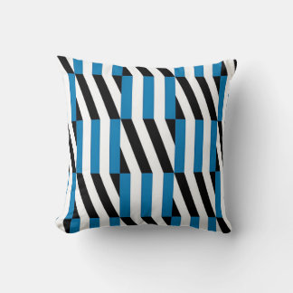 Moderne geometrische blauwe zwarte en witte Op Art Kussen
