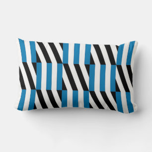 Moderne geometrische blauwe zwarte en witte Op Art Kussen