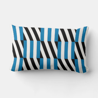Moderne geometrische blauwe zwarte en witte Op Art Kussen