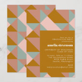 Moderne Geometrische Blauwgroen Blush Gold Graduat Kaart (Voorkant / Achterkant)