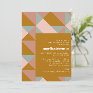 Moderne Geometrische Blauwgroen Blush Gold Graduat Kaart