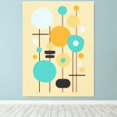 Moderne geometrische Blauwgroen Oranje Abstracte k Canvas Afdruk (Insitu (Houten vloer))