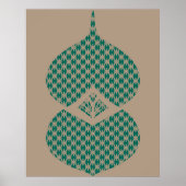 Moderne geometrische Blauwgroen Taupe uit de Midde Poster (Voorkant)