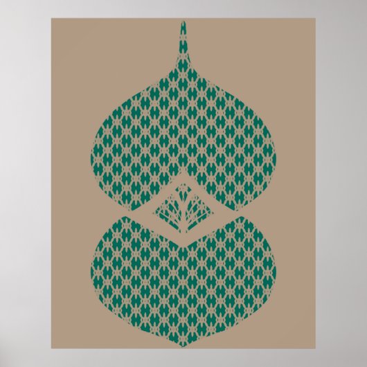 Moderne geometrische Blauwgroen Taupe uit de Midde Poster (Voorkant)