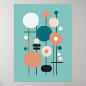 Moderne geometrische Blauwgroen zalm Abstracte kun Poster (Voorkant)
