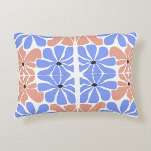 Moderne geometrische bloem - Blauw & Perzik Patroo Accent Kussen