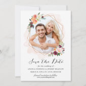 Moderne Geometrische bloem Floral Foto slaat de da Save The Date (Voorkant)