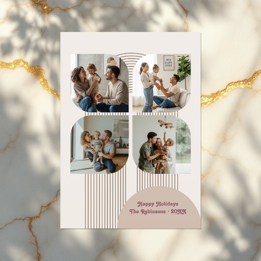 Moderne geometrische bloem zeepbelboog vakantiefot feestdagen kaart