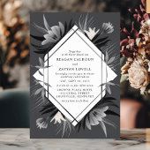 Moderne Geometrische Bloemen Monochroom Elegante H Kaart