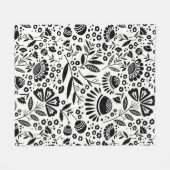 Moderne Geometrische Bloemen Zwart-wit van de Tuin Fleece Deken (Voorkant (Horizontaal))