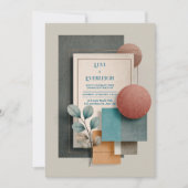 Moderne geometrische bloemenbruiloft kaart (Voorkant)