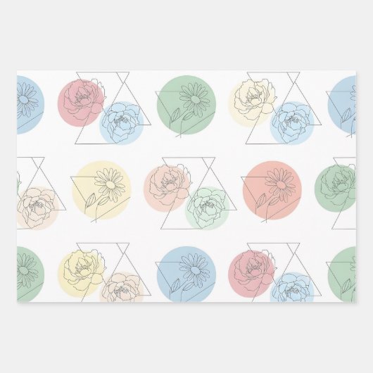 Moderne Geometrische Bloemige Cadeaupapier (Voorkant)
