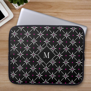 Moderne geometrische bloemrijke monogram laptophoe laptop sleeve