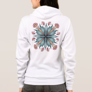 Moderne Geometrische Bloemtypografie - Blauw Roze Hoodie