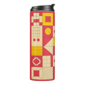Moderne Geometrische Blokken Patroon Ontwerp Thermosbeker (Gedraaid links)