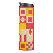 Moderne Geometrische Blokken Patroon Ontwerp Thermosbeker (Geroteerd rechts)