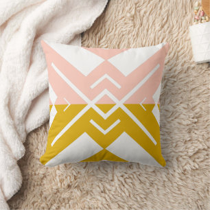 Moderne geometrische blush roze mosterdkleur blok kussen