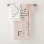 Moderne Geometrische Blush Roze Wit Bad Handdoek (Insitu)
