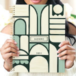 Moderne Geometrische Bogen 2025 Aangepaste Naam Planner<br><div class="desc">Omarm de organisatie met deze moderne en artistieke planner met een uniek geometrisch ontwerp met bogen in kalmerende groene en crèmekleurige tinten. Personaliseer het met jouw naam voor een uniek tintje. Deze planner is perfect voor het bijhouden van afspraken, to-do's en al uw belangrijke data gedurende 2025. Met zijn eigentijdse...</div>