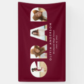 Moderne geometrische bogundy multi-foto afstuderen spandoek (Verticaal)
